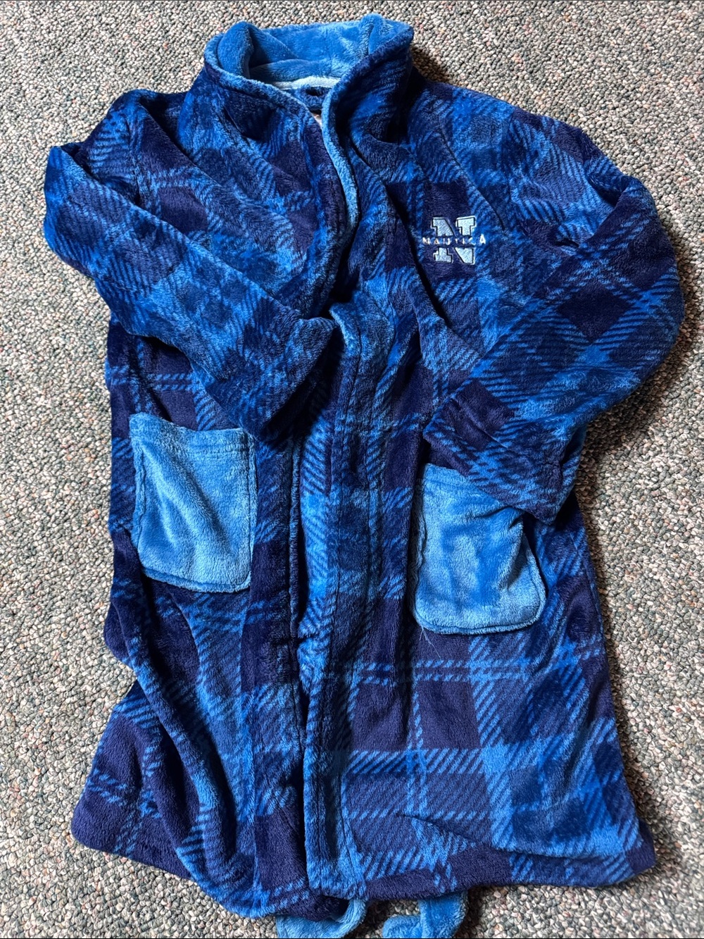 Nautica Kids' Blue Plaid Fleece Robe